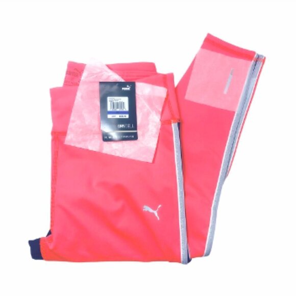 Puma Womens Neon Pink Color Block Moisture Wicking Leggings Activewear Sz XL New - Picture 1 of 9